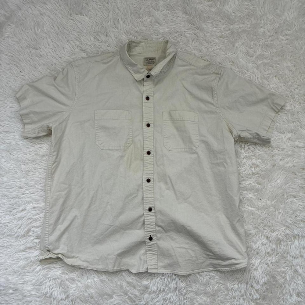 Vintage Classic 90s Traditional Fit L.L.Bean cream button up shirt Size XL